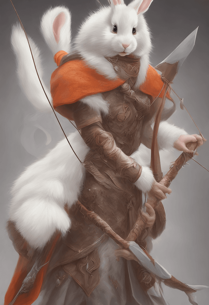 AI generated: female d&d harengon, female dnd rabbitfolk, female d&d anthro rabbit :: white fur with light orange ...