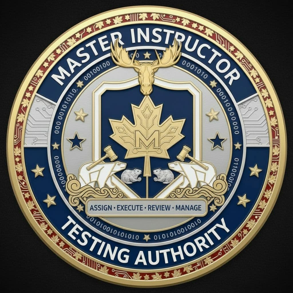 AI generated: Create a badge of a “Master Instructor”, who will be able to assign, carry out, review, and manage a...