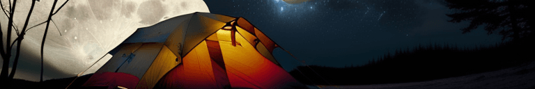 AI generated: Close-up of The Full Moon, Camping under the Starry Sky