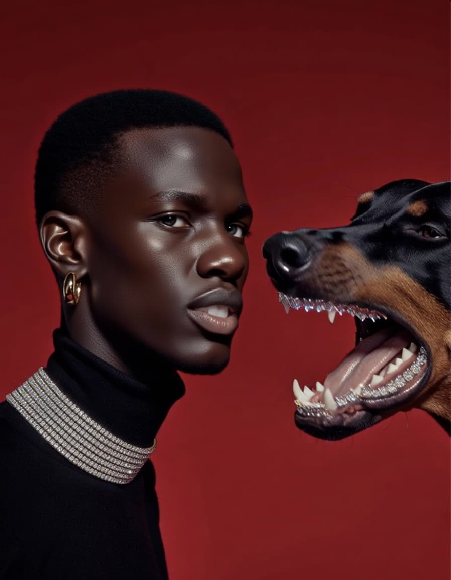 AI generated: change the model for an African man with androgenous beauty