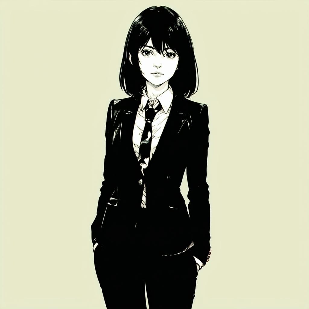 AI generated: Tomoko kuroki de watamote , Textolyte , imagen lineal