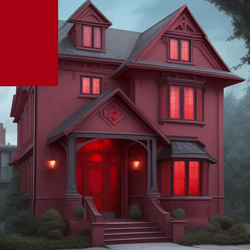 AI generated: Please create an image of a three-story house that incorporates Scarlet Witch's characteristics. The...