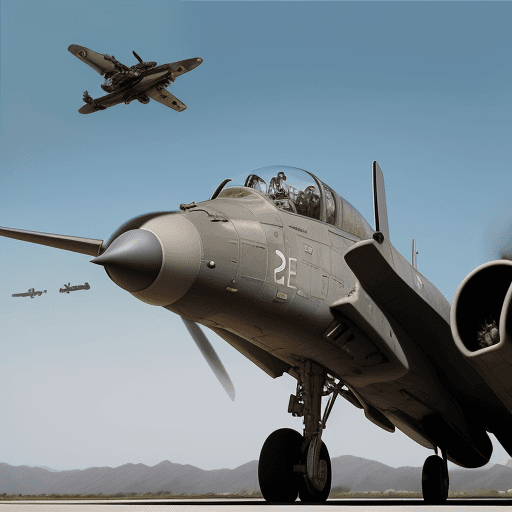 AI generated: Create a image where there is a militar with a airplane behind.