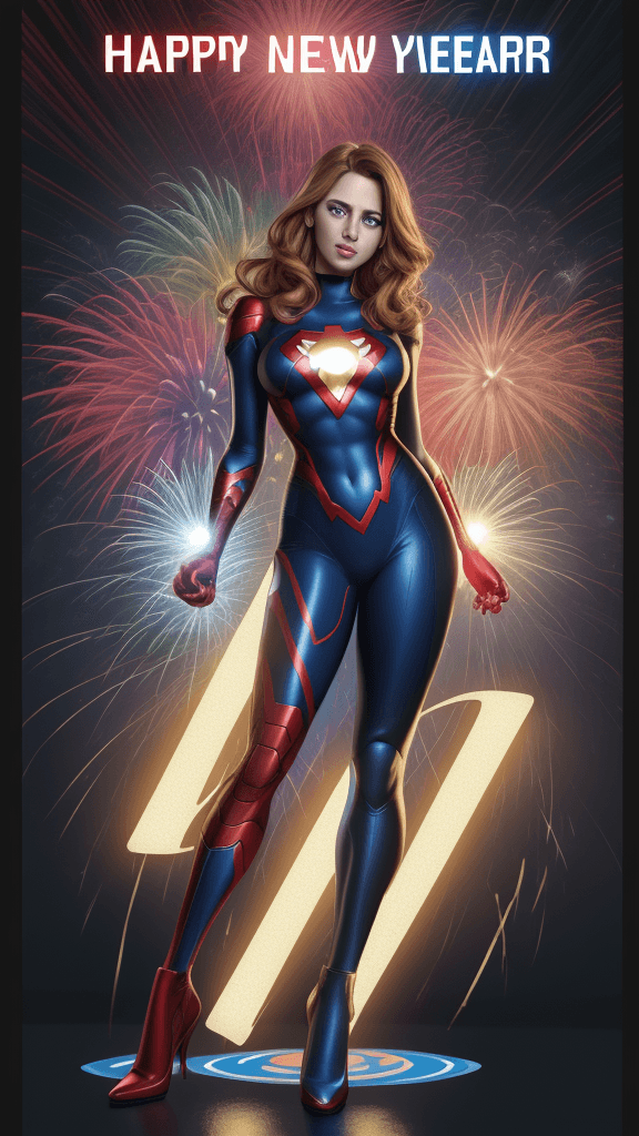 AI generated: card saying happy new year, party-themed art installation, creative typography, rendered in a digita...