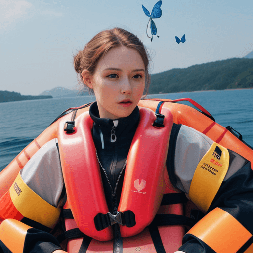 AI generated: a large butterfly over a lifejacket.