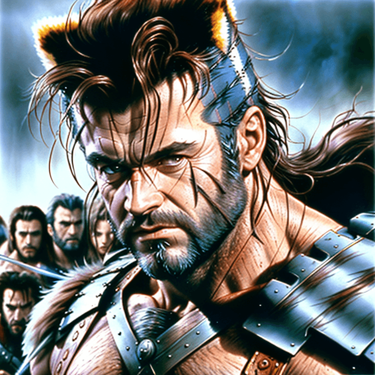 AI generated: braveheart as wolverine, luis royo, jim lee, 8k, sharp focus, ultra realistic