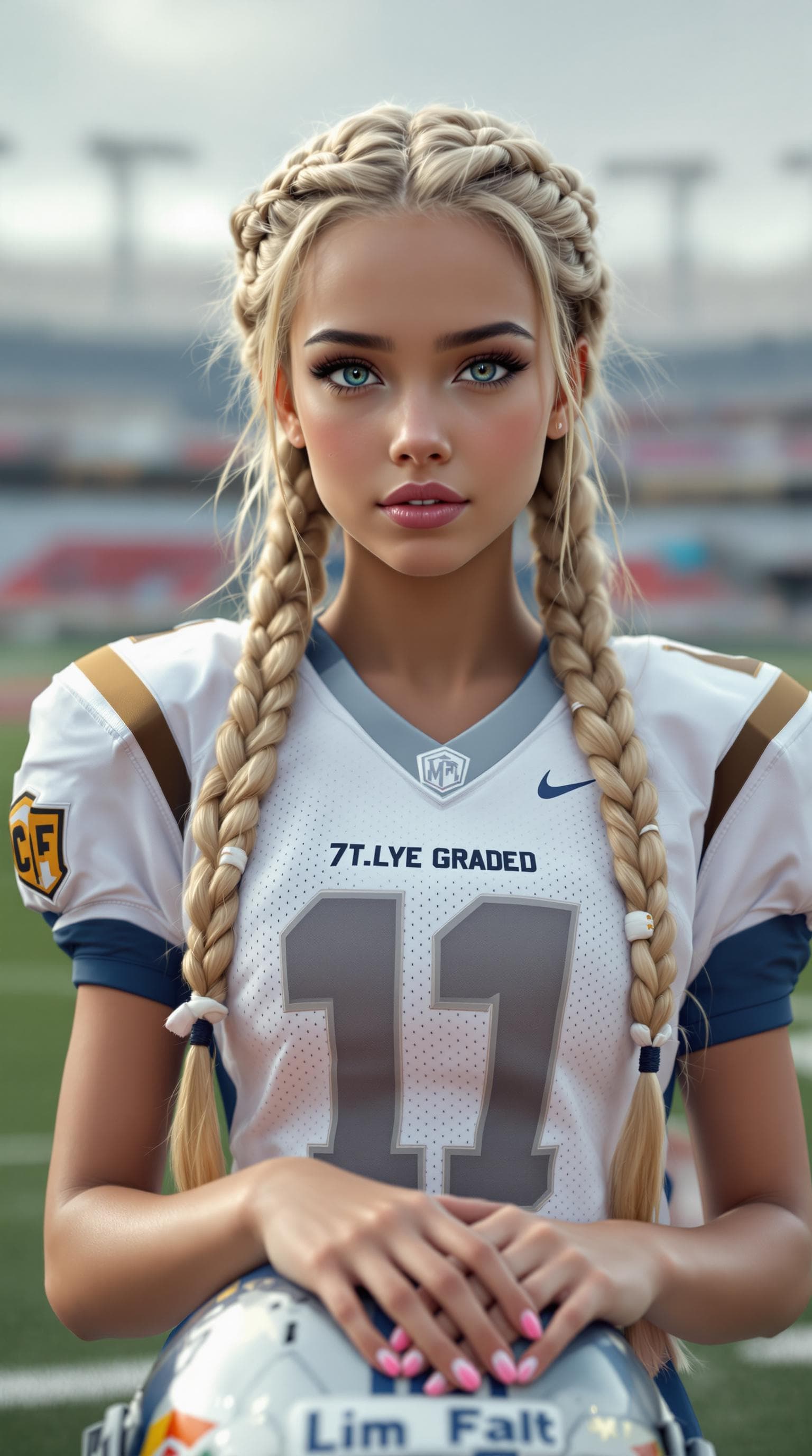 AI generated: a professional photo of a exceptionally beautiful 7th grade girl in the world, in a highly detailed,...