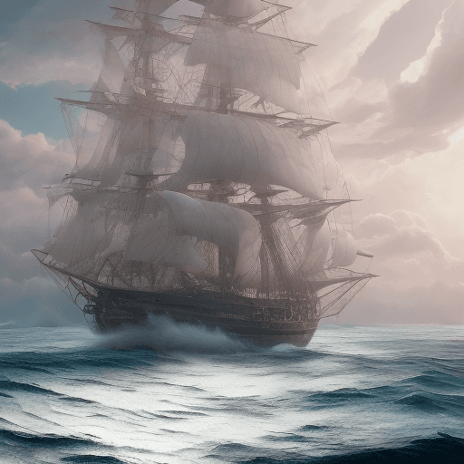 AI generated: Photo of a ultra realistic sailing ship, dramatic light, pale sunrise, cinematic lighting, battered,...