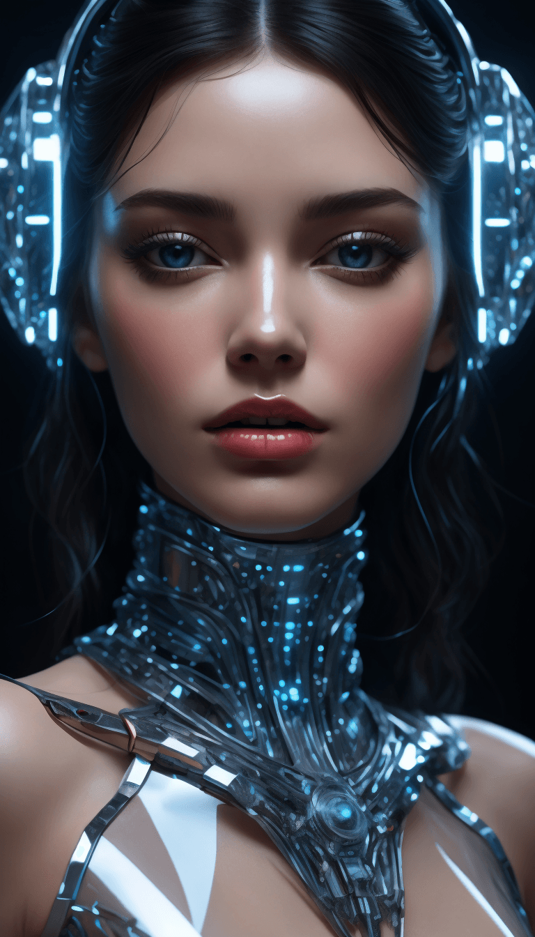 AI generated: 
In this mesmerizing depiction, envision a psychedelic organic cyborg encapsulated in holographic p...
