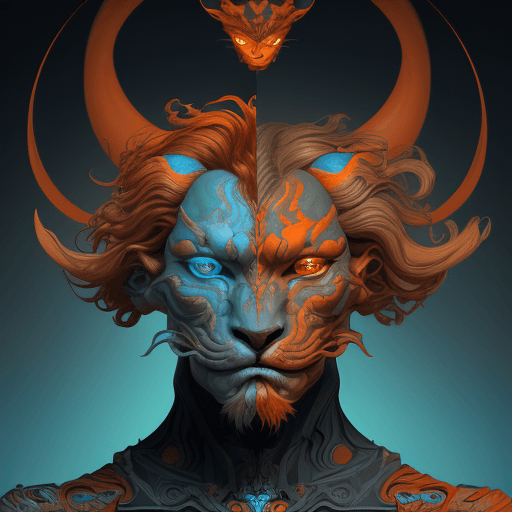 AI generated: charles cyborg art and illustration by theo el, in the style of balanced symmetry, light orange and ...