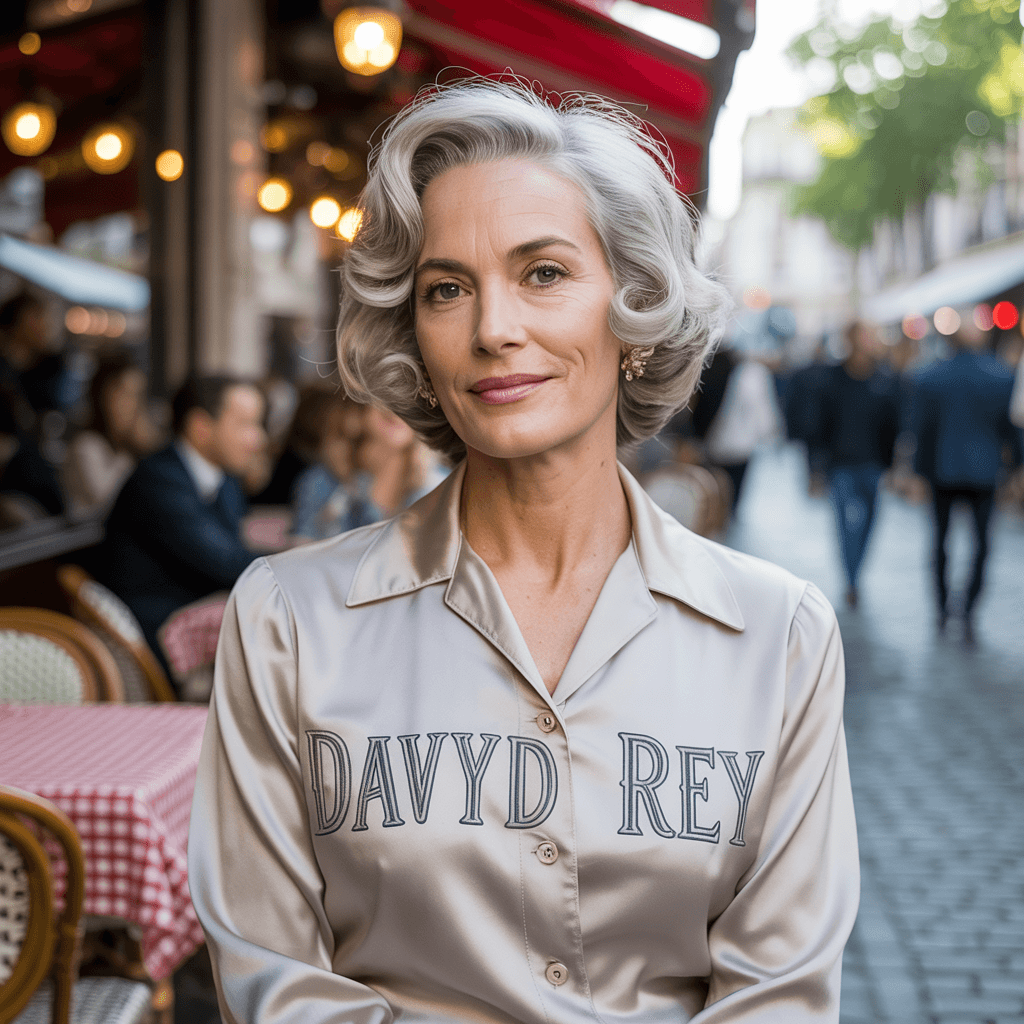 AI generated: "Davyd REY" inscrit sur le t-shirt d'une dame