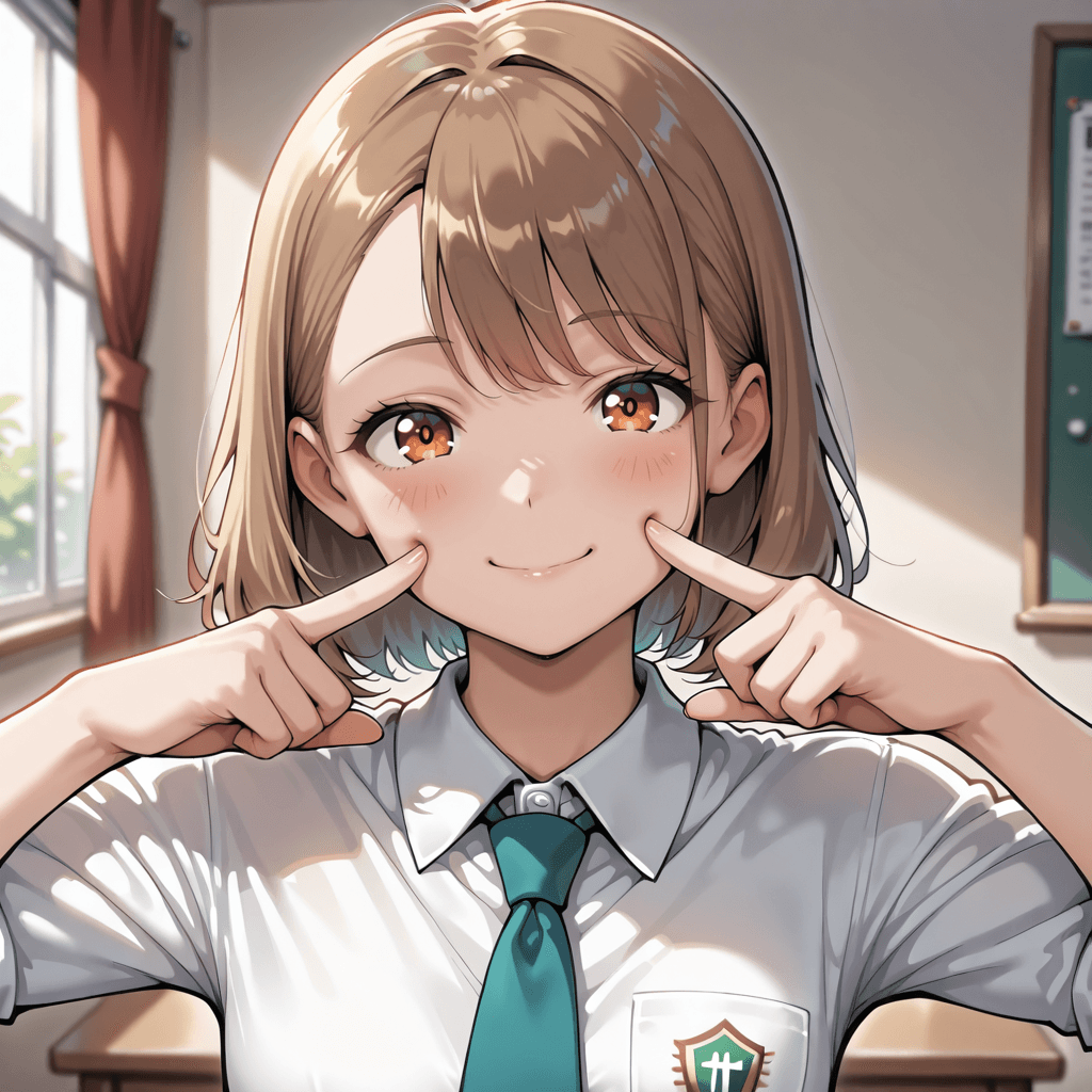 指ほっぺポーズ/finger pose - Image 2
