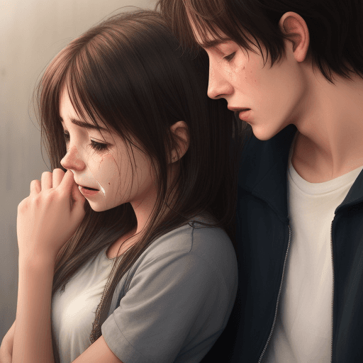 AI generated: A girl with her boyfriend and crying