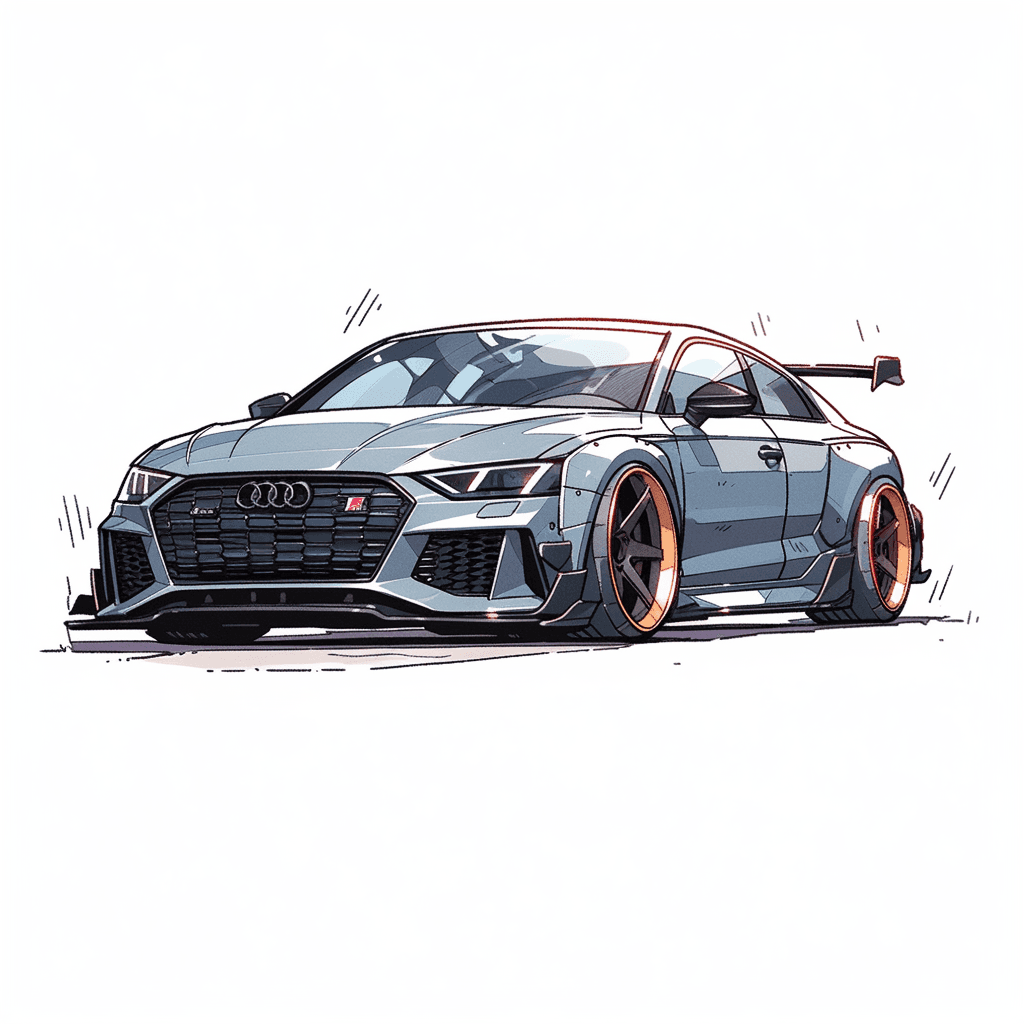 AI generated: the audi rs8 concept, in the style of minimalist illustrator, white background, traditional oil pain...