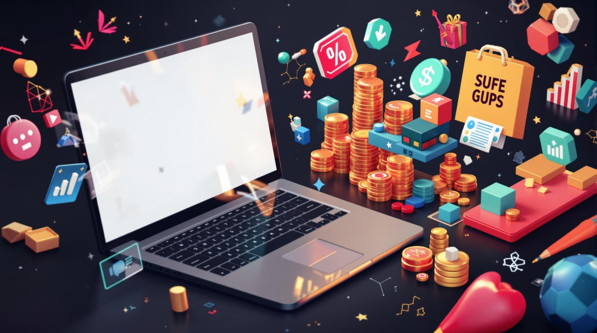 AI generated: create a 3d header image 1500 x 250 pixels for my blog about affiliate marketing, account for the wi...