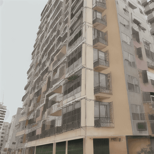 AI generated: Reimagine Basquiat to create a tall apartment complex in bengaluru using just his style for the faca...