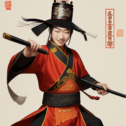 AI generated: in style of Wu Guanzhong, character chart,a Chinese young warrior character,Chinese martial arts cos...