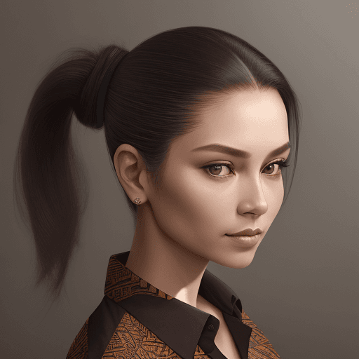 AI generated: A portrait of a young woman with an elegant and sophisticated style. Her hair is pulled back into a ...