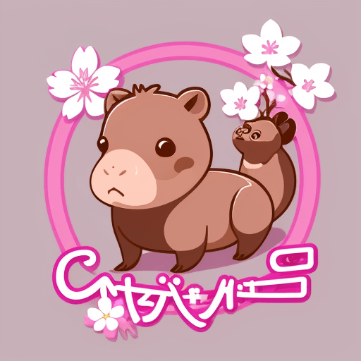 AI generated: 2D Logo for online shop vector style, matrix, pink, galaxy kwai, flashes combined with capybara and ...