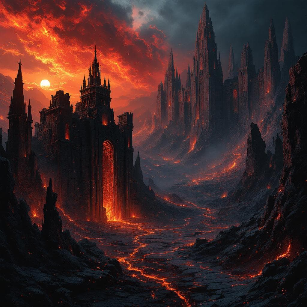 AI generated: The Landscape of the Ebon Pyre
The Ebon Pyre itself is not a simple ruin—it is a living inferno, a r...