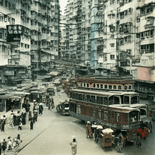 AI generated: hong kong in old days in color without people.
