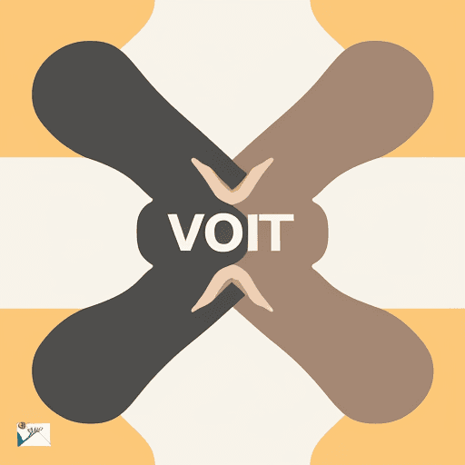 AI generated: Generate a simple flat design cartoon image featuring the hand of an individual holding a banner wit...