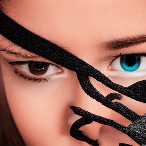 AI generated: Sad girl with black ropes in her eyes, black ropes coming out from her eyes