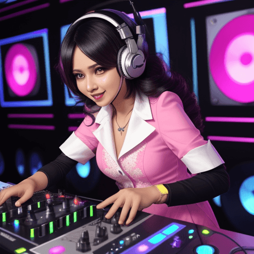 AI generated: wanita cantik bermain DJ