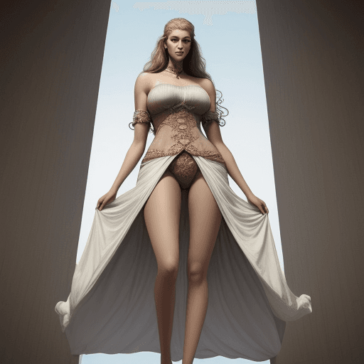 AI generated: 17 feet tall girl, beautifull, gorgeus.
