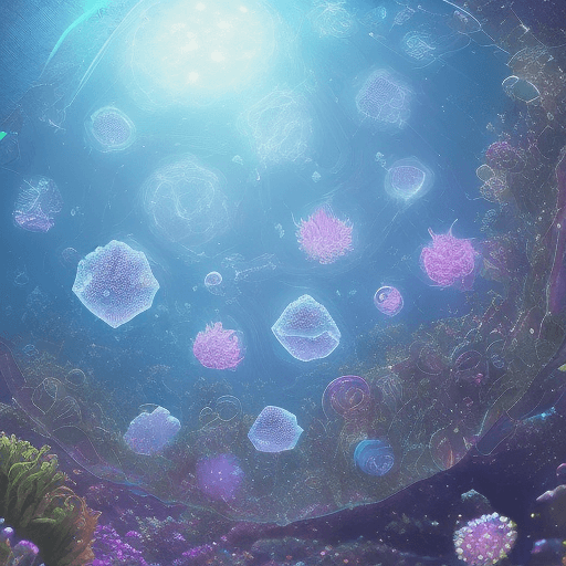 AI generated: Crystal clear underwater city full of clear crystals, New York City, high-rise buildings, underwater...