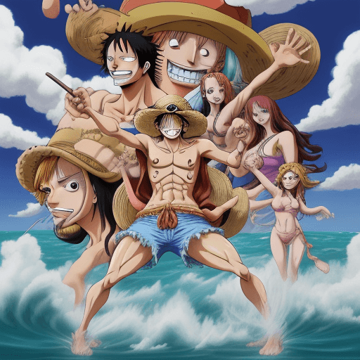 AI generated: One Piece digital drawing, oil-painted animated features

