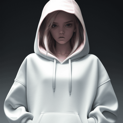 AI generated: Girl wearing hoodie, Hoodie design, Balenciaga hoodie, hoodie style, reflective color, streetwear, f...