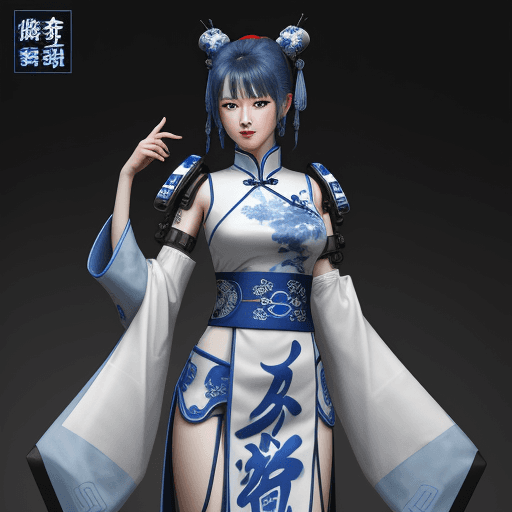 AI generated: Blue and White Technology Cyberpunk Traditional Chinese Drama Modeling