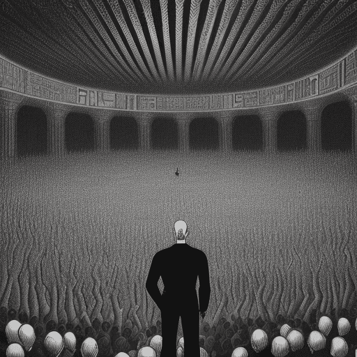 AI generated: a drawing of a man standing in front of a crowd of people by Edi Rama, cg society, neo-primitivism, ...