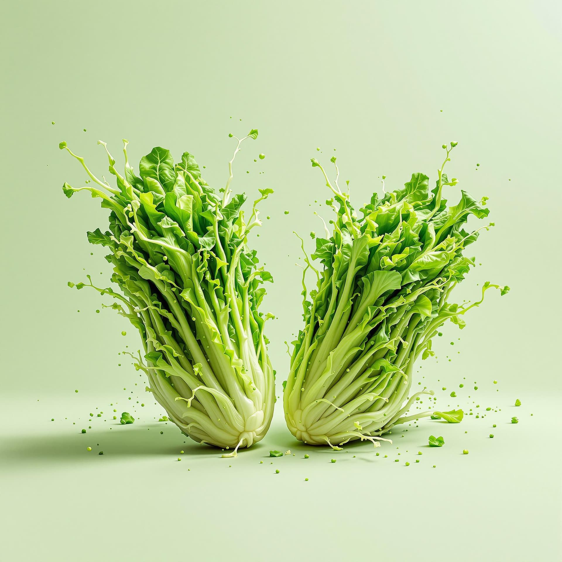 AI generated: a pair of surreal raw lettuce salad shoes made of splashy raw Lettuce structure (Spinach) raw green ...