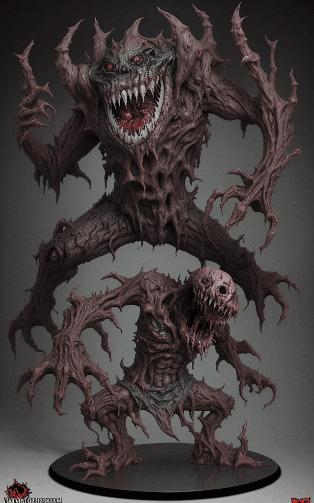 AI generated: The Devourer Figurine: 7-inch vinyl zombie boss figurine with gnarled limbs and gaping jaws, detaile...