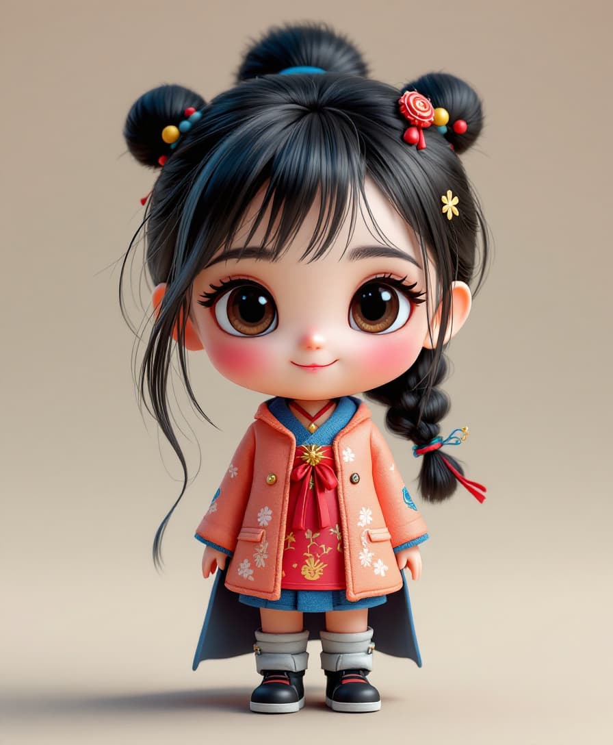 AI generated: A chibi style of an Adorable Chinese girl, in the style of unreal engine 5, disney animation, adorab...