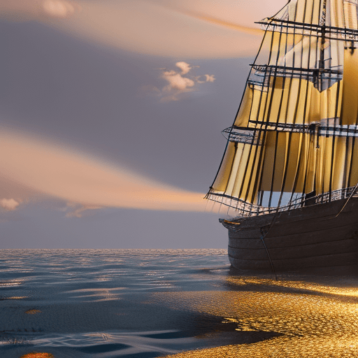 AI generated: Photo of a ultra realistic sailing ship, dramatic light, pale sunrise, cinematic lighting, battered,...