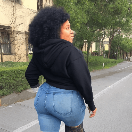 AI generated: (masterpiece, best quality), a beautiful 43 year old black woman wearing a black hoodie and sexy bla...