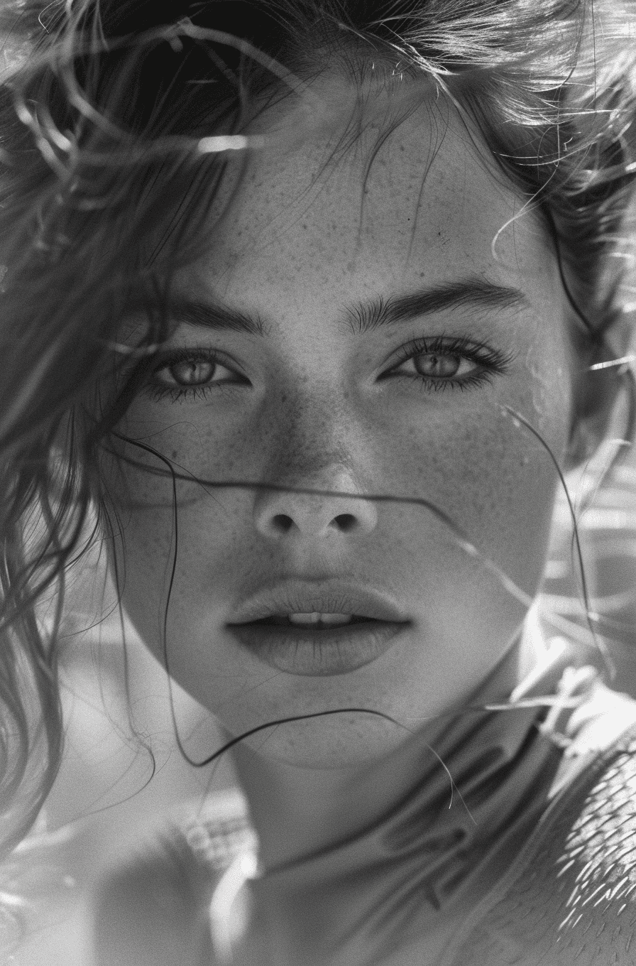 AI generated: black and white photography of women running, in the style of intense gaze, hauntingly beautiful, ri...