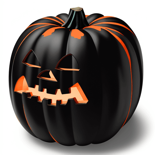 AI generated: High resolutionhyper realistic 4K cartoon image of A black and orange plaid pumpkin with a black and...