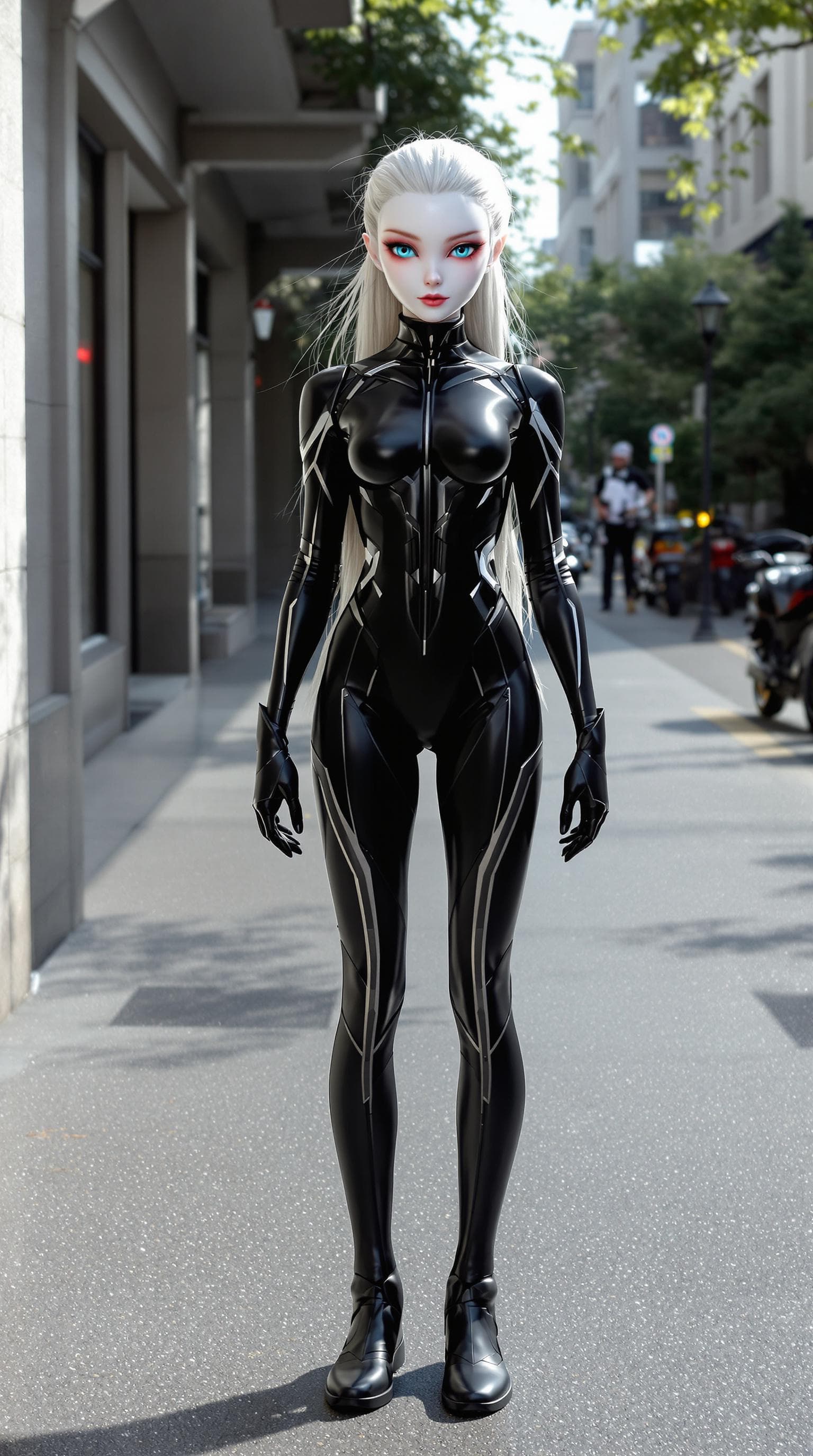 AI generated: a professional photo of a exceptionally of the most beautiful grey skinned alien elf girl (age 11) i...