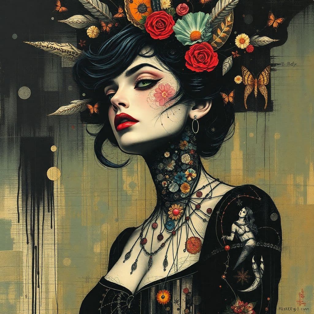 AI generated: wonderfull woman, surreal expressonism, by dante gabriel, russ mills, egon schiele