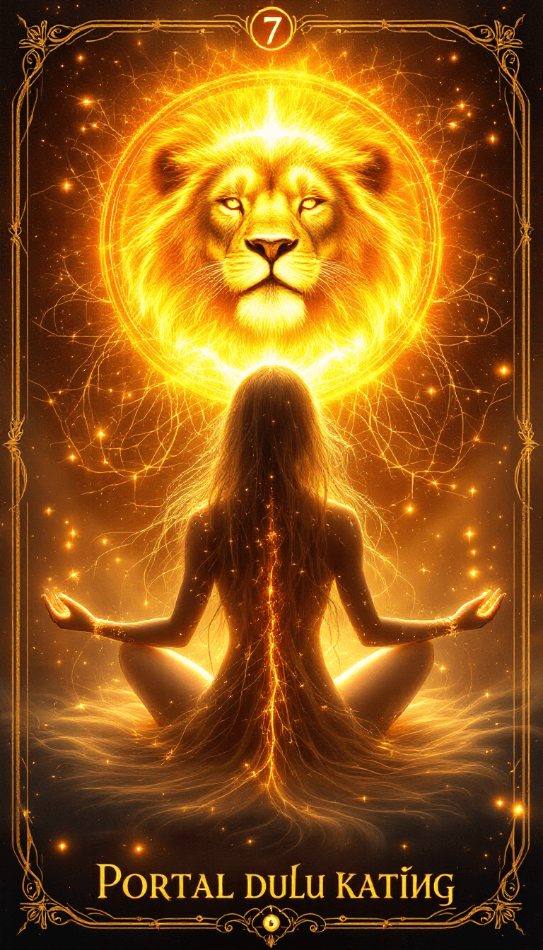 AI generated: /imagine prompt: A mystical and magical tarot card depicting a woman sitting in a lotus pose, facing...