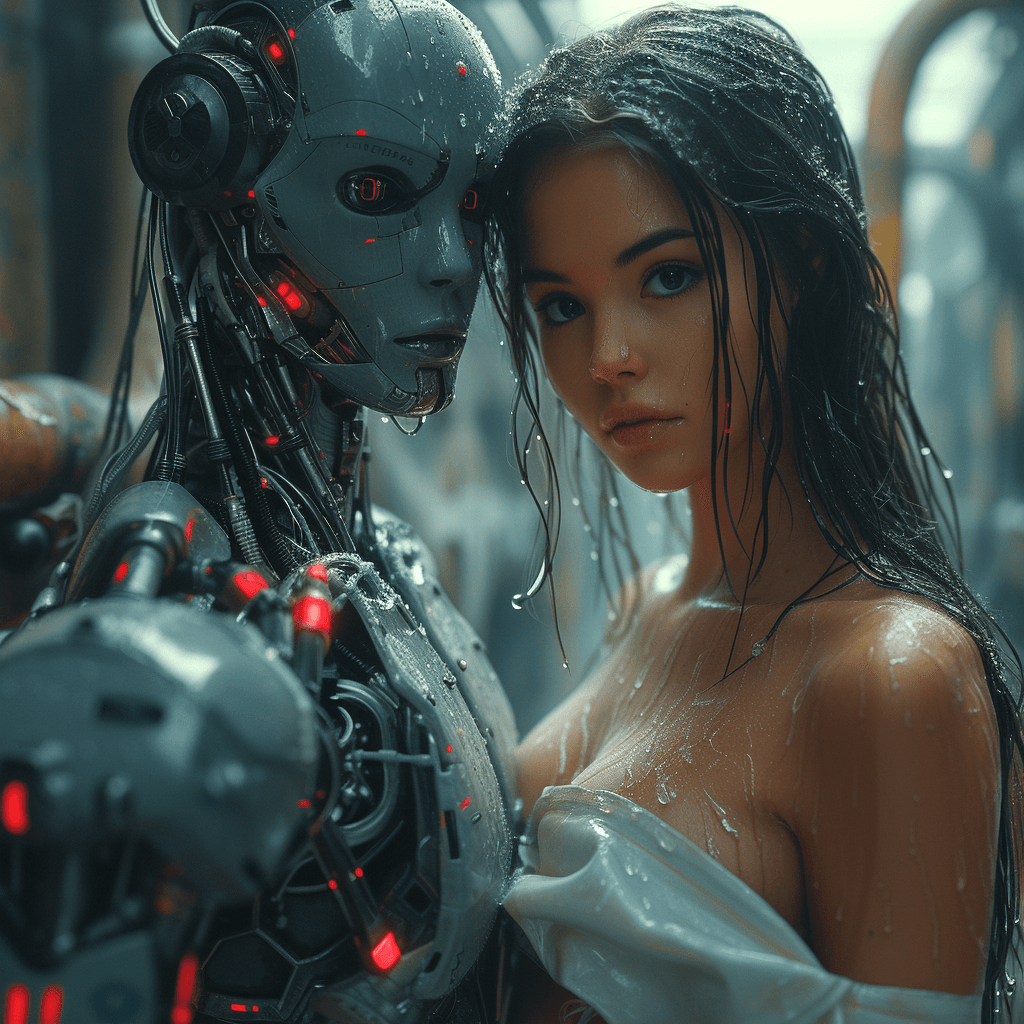 AI generated: Futuristic girl with robot bionic