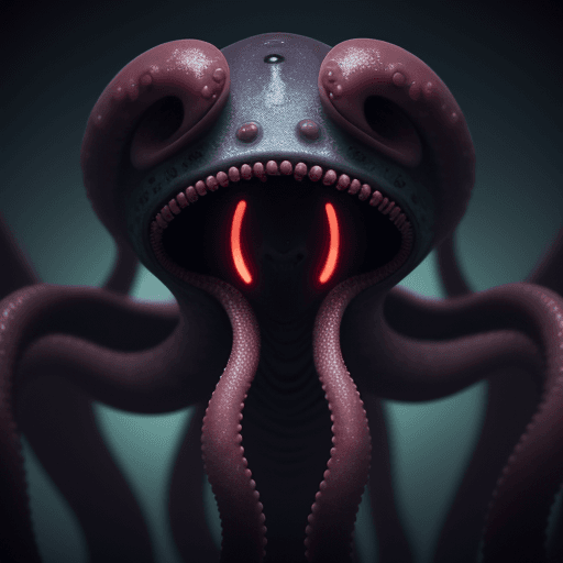 AI generated:  high quality foto of a scary alien, with one hole instead of eyes, as mouth tentacles, long tentacl...