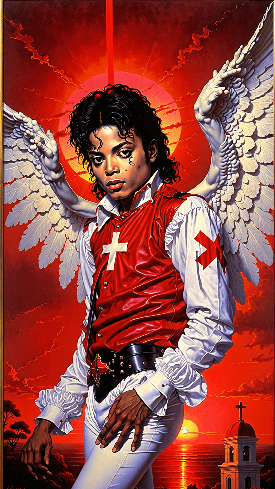 AI generated: poster art, portrait of Michael Jackson, by Michael Whelan, Rossetti Bouguereau, art germ, retro, no...
