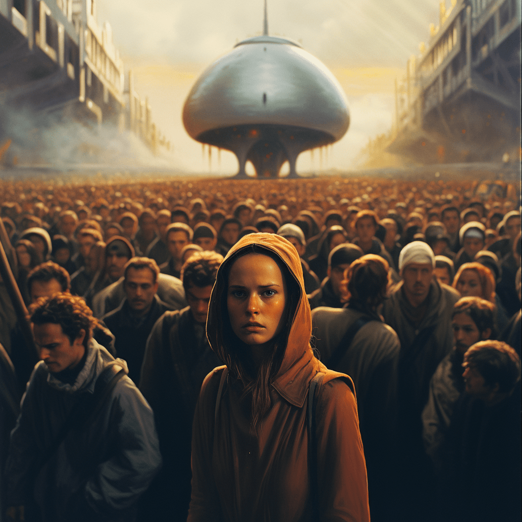 AI generated: population control, over population, crowded, sci fi, future