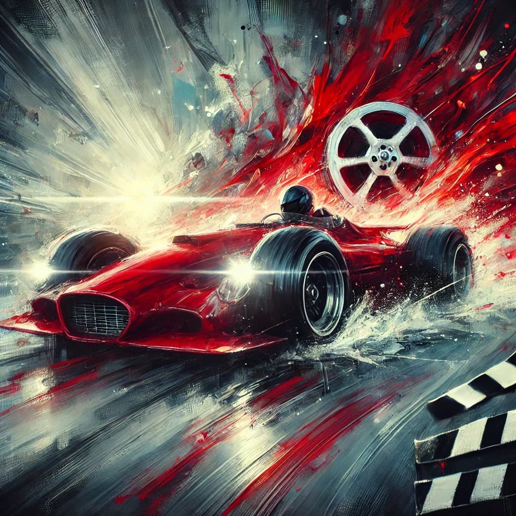 AI generated: An abstract expressionist painting of a red race car, inspired by energetic brushwork, bold colors, ...