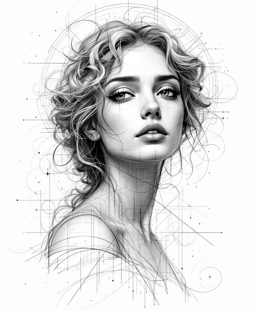 AI generated:  A beautiful exciting of an Angel, depicted in three-quarter profile, she looks straight ahead out o...